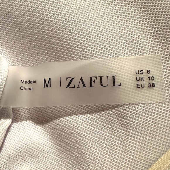 Zaful Women’s Bikini M Cream Bandeau Strapless Tie Back Cheeky Textured Set - Picture 5 of 11